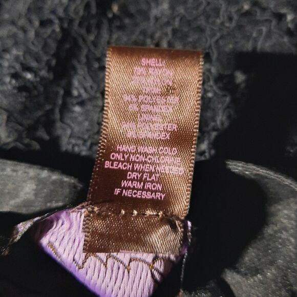 Trulli Black Lace Skirt Womens 4P Petite Satin Lined Semi Sheer Overlay Scallop - Picture 7 of 8